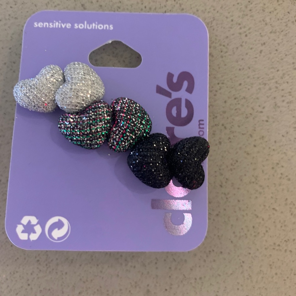 Glitter Heart Earrings 3 Pack NWT